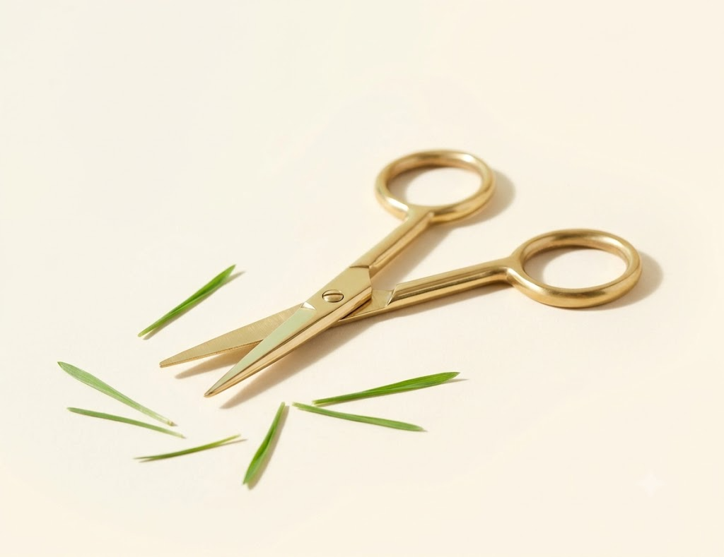 Tiny brass desk scissors