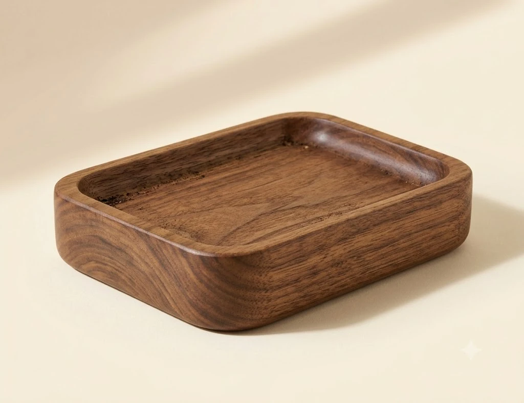 A hand-finished walnut tray planter